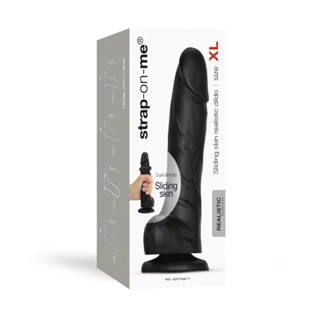 DILDO RÉALISTE À PEAU COULISSANTE NOIR - XL