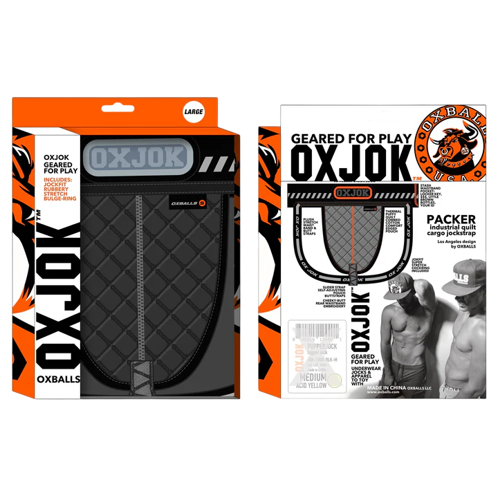 PACKER, industrial quilted cargo strapjock, BLACK PUFF, LARGE