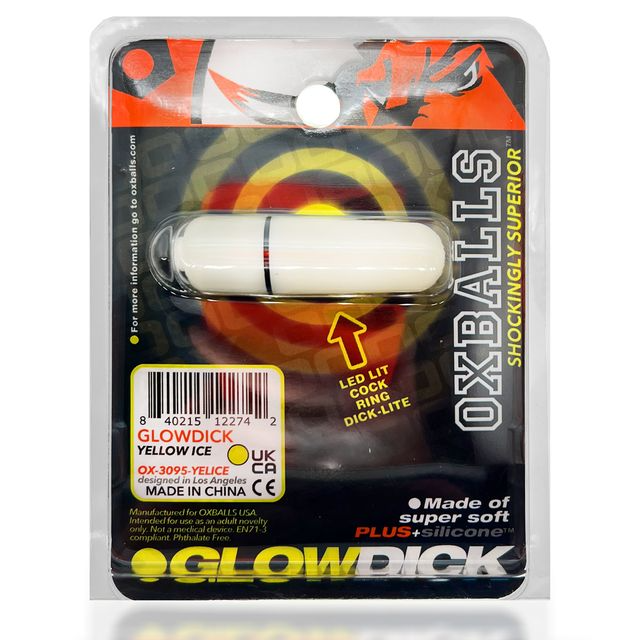 GLOWDICK, cockring avec LED, YELLOW ICE