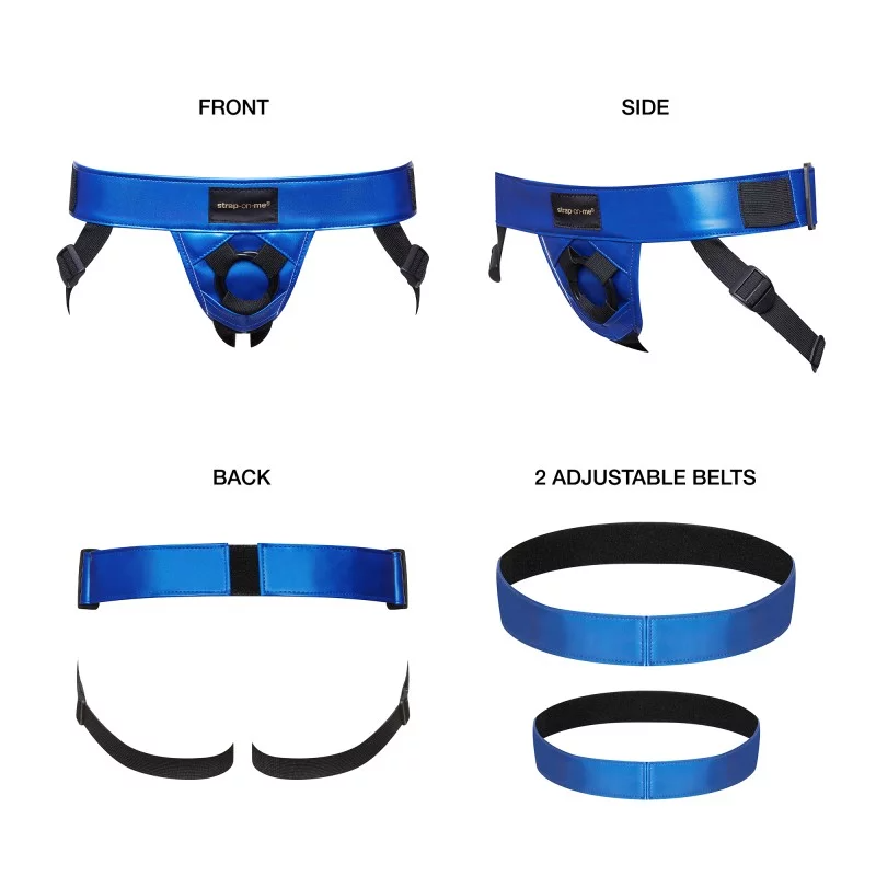 LEATHERETTE HARNESS CURIOUS - METALLIC BLUE